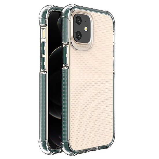 Spring Armor átlátszó TPU gél masszív védőburkolat színes kerettel iPhone 12 mini zöldhöz