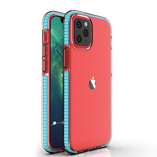 Spring Case átlátszó TPU gél védőborítás színes kerettel iPhone 13 Pro Maxhez világoskék