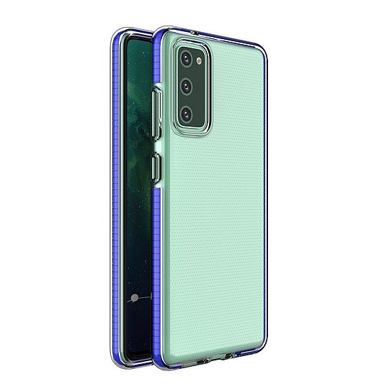 Spring Case átlátszó TPU gél védőborítás színes kerettel Samsung Galaxy A72 4G sötétkékhez