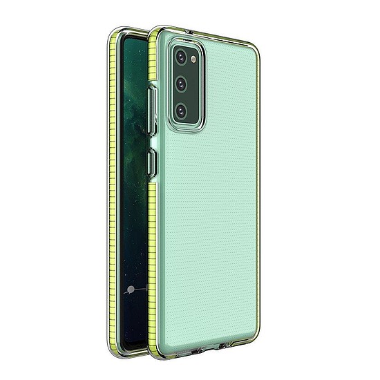 Spring Case átlátszó TPU gél védőborítás színes kerettel Samsung Galaxy A72 4G sárga