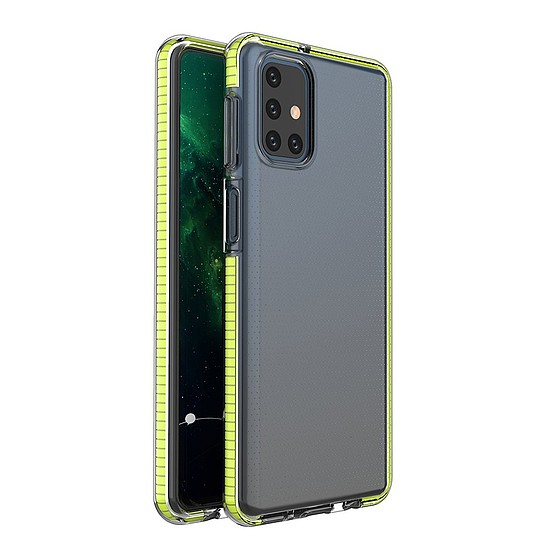 Spring Case átlátszó TPU gél védőburkolat színes kerettel Samsung Galaxy M51 sárga telefonhoz