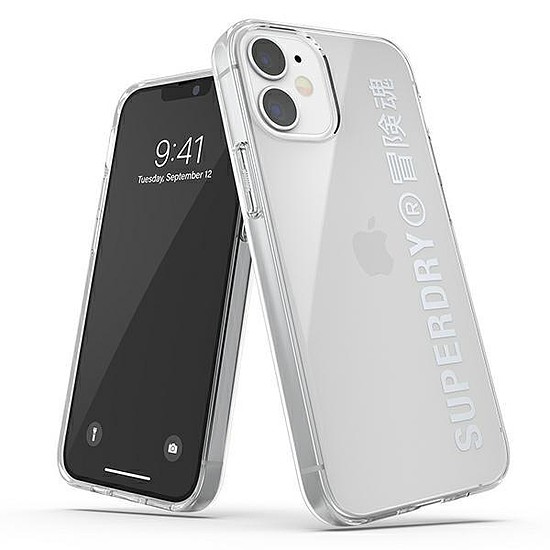 SuperDry Snap iPhone 12 mini átlátszó tok ezüst/ezüst 42590