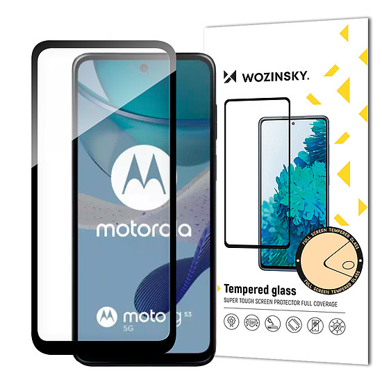 Tartós Wozinsky Full Glue edzett üveg Motorola G53 teljes képernyős kerettel - fekete