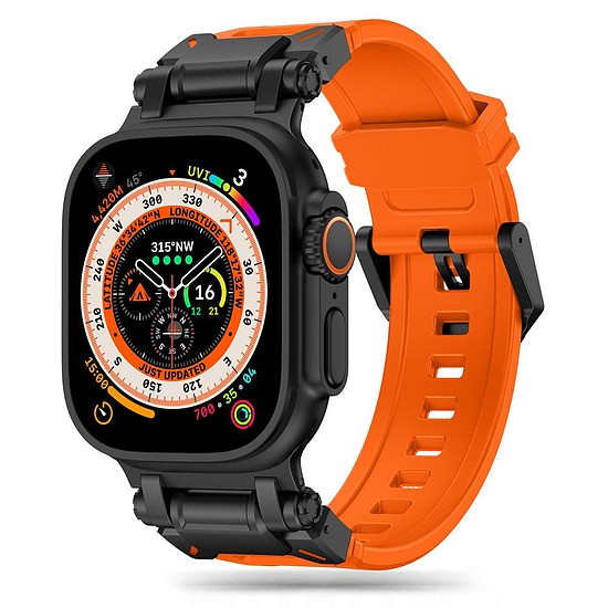 Tech-Protect Delta Pro szíj Apple Watch 4 / 5 / 6 / 7 / 8 / 9 / SE / Ultra 1 / 2 (42/44/45/49 mm) - narancssárga-fekete