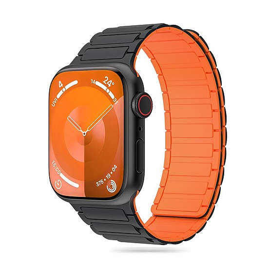 Tech-Protect IconBand mágneses szíj Apple Watch 4 / 5 / 6 / 7 / 8 / 9 / SE / Ultra 1 / 2 (42/44/45/49 mm) - fekete-narancssárga