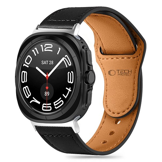 Tech-Protect Leatherfit szíj Samsung Galaxy Watch Ultra (47 mm) készülékhez - fekete