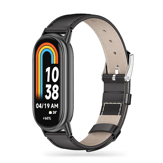 Tech-Protect Leatherfit szíj Xiaomi Smart Band 8/8 NFC-hez - fekete