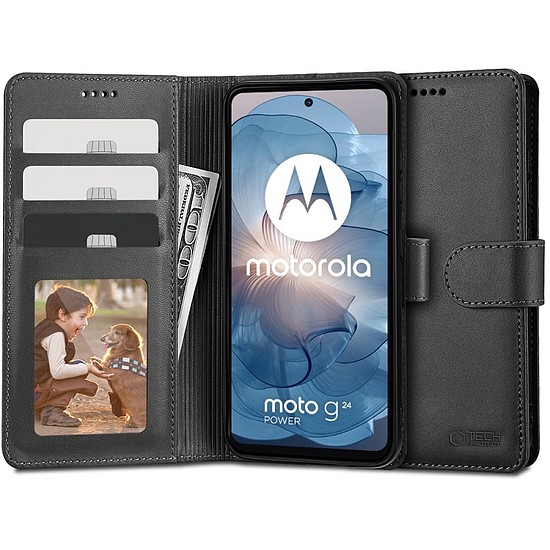 Tech-Protect pénztárca tok Motorola Moto G24 / G24 Power / G04 készülékhez - fekete