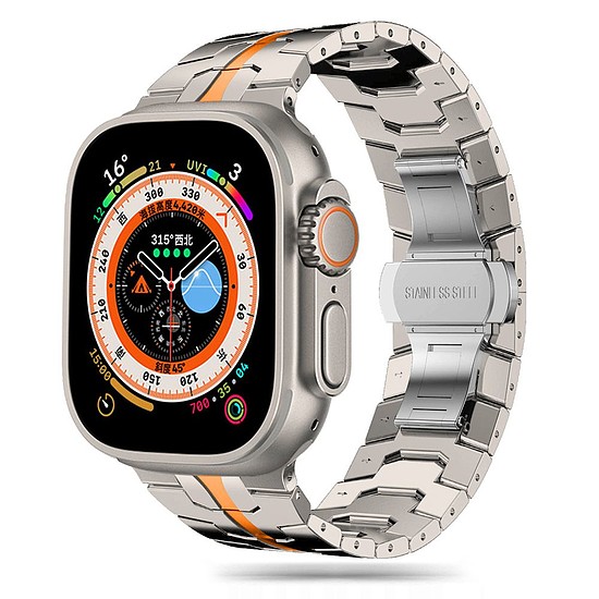 Tech-Protect rozsdamentes vonalú karkötő Apple Watch 4 / 5 / 6 / 7 / 8 / 9 / SE / Ultra 1 / 2 (42/44/45/49 mm) - titán narancssárga