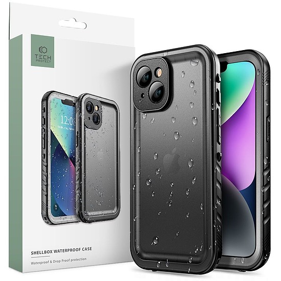 Tech-Protect ShellBox tok vízálló IP68 iPhone 14-hez - fekete