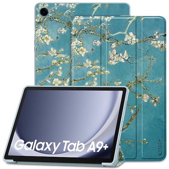 Tech-Protect SmartCase Samsung Galaxy Tab A9+ 11" X210 / X215 / X216 telefonhoz - kék, sakura virágokkal