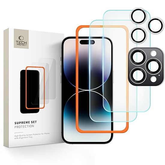 Tech-Protect Supreme Set edzett üveg iPhone 16 Pro-hoz - átlátszó (3 db)