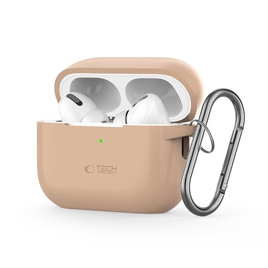 Tech-Protect szilikon horgos tok Apple AirPods Pro 1/2-hez - bézs