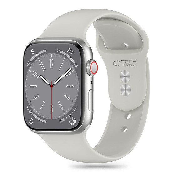 Tech-Protect szilikon szíj Apple Watchhoz 4/5/6/7/8/9/SE (38/40/41mm) - világosszürke