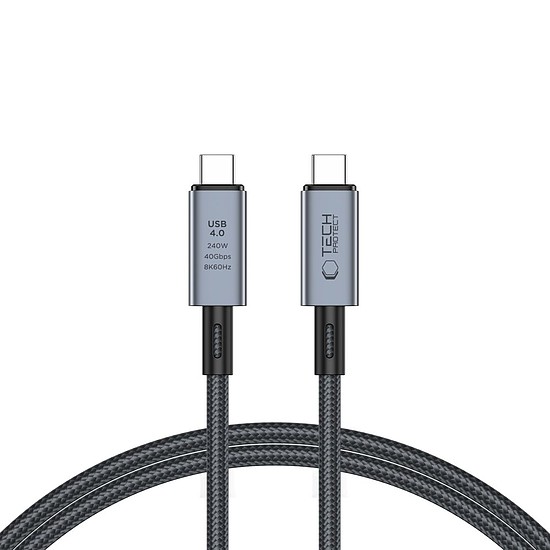 Tech-Protect UltraBoost Max USB-C 4.0 / USB-C 4.0 PD kábel 240W 8K 40Gbps 1m - szürke