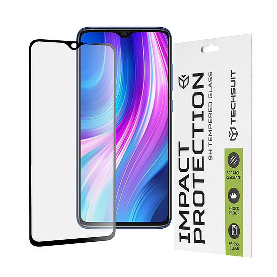 Techsuit - 111D Full Cover / Full Glue Glass - Xiaomi Redmi Note 8 Pro - Fekete (KF235947)