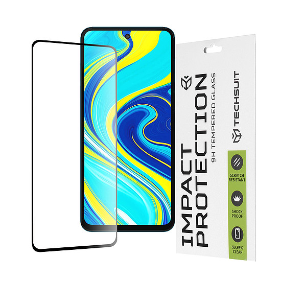 Techsuit - 111D Full Cover / Full Glue Glass - Xiaomi Redmi Note 9S / Note 9 Pro / Note 9 Pro Max - Fekete (KF235634)