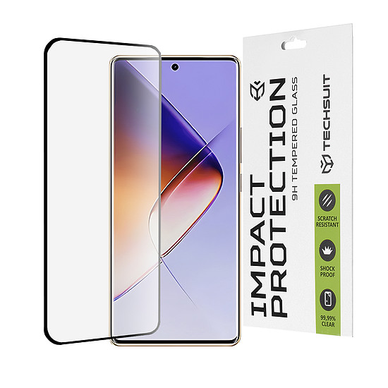 Techsuit - 111D teljes borítás / teljes ragasztós üveg / 3D ívelt képernyő - Infinix Note 40 Pro 4G - fekete (KF2337426)