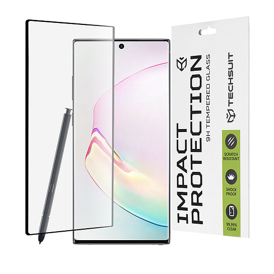 Techsuit - 111D teljes borítás / teljes ragasztós üveg / 3D ívelt képernyő - Samsung Galaxy Note 10 4G / Note 10 5G - fekete (KF2314527)