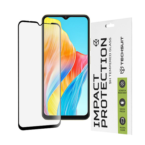 Techsuit - 111D teljes borítás / teljes ragasztós üveg - Oppo A38 / A18 - fekete (KF2314875)