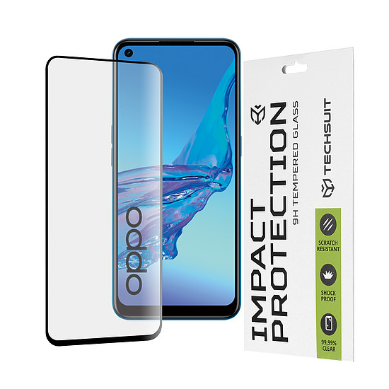 Techsuit - 111D teljes borítás / teljes ragasztós üveg - Oppo A53 / A53s - fekete (KF235953)