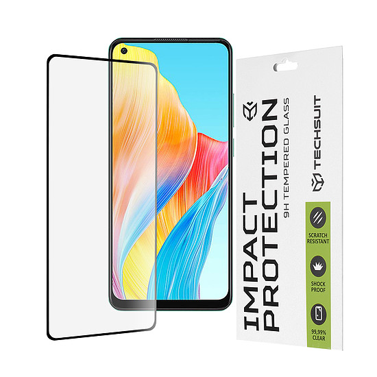 Techsuit - 111D teljes borítás / teljes ragasztós üveg - Oppo A78 4G - fekete (KF2314876)