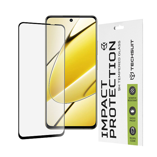 Techsuit - 111D teljes borítás / teljes ragasztós üveg - Realme 11 5G - fekete (KF2320374)