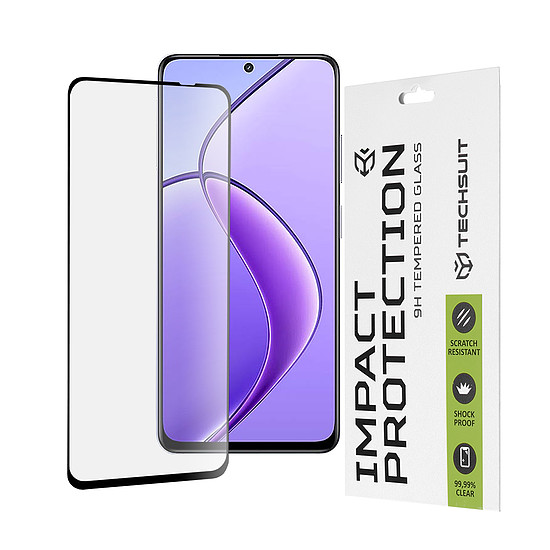 Techsuit - 111D teljes borítás / teljes ragasztós üveg - Realme 12 / 12x - fekete (KF2330979)