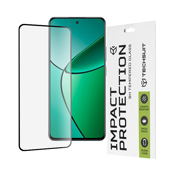 Techsuit - 111D teljes borítás / teljes ragasztós üveg - Realme 12 4G / 12+ / 13 4G - fekete (KF2321070)