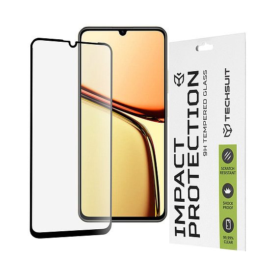 Techsuit - 111D teljes borítás / teljes ragasztós üveg - Realme C63 / C61 - fekete (KF2335695)