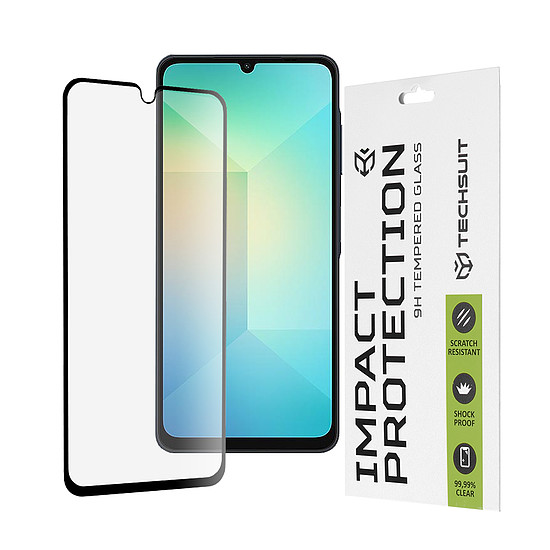 Techsuit - 111D teljes borítás / teljes ragasztós üveg - Samsung Galaxy A06 - fekete (KF2335825)