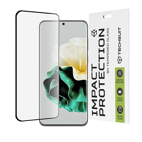 Techsuit - 111D teljes burkolat / teljes ragasztós üveg / 3D ívelt képernyő - Huawei P60 fekete (KF2314533)