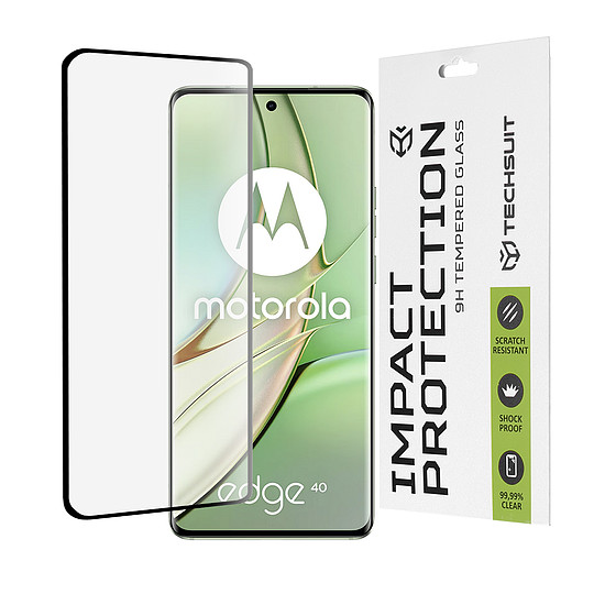 Techsuit - 111D teljes burkolat / teljes ragasztós üveg / 3D ívelt képernyő - Motorola Edge 40 - fekete (KF2314537)