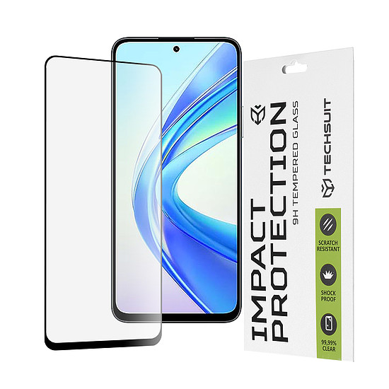 Techsuit - 111D teljes burkolat / teljes ragasztós üveg - Honor X7b / X7b 5G / 90 SMART - fekete (KF2317789)