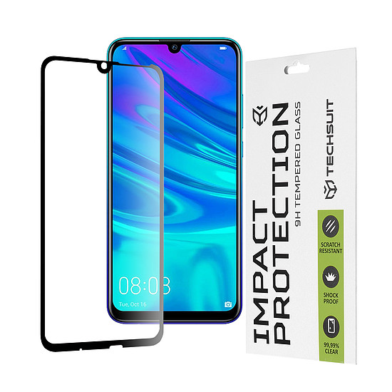 Techsuit - 111D teljes burkolat / teljes ragasztós üveg - Huawei Honor 10 Lite/Honor 20 Lite/P smart 2019/P Smart Plus 2019 - fekete (KF235589)