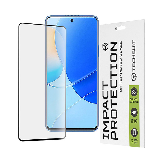 Techsuit - 111D teljes burkolat / teljes ragasztós üveg - Huawei nova 9 SE - fekete (KF239703)