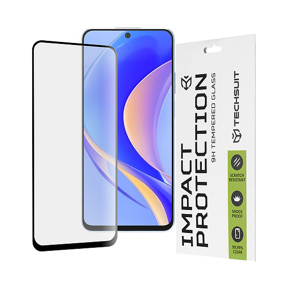 Techsuit - 111D teljes burkolat / teljes ragasztós üveg - Huawei nova Y90 - fekete (KF2310544)