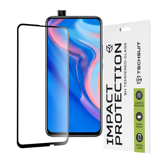 Techsuit - 111D teljes burkolat / teljes ragasztós üveg - Huawei P Smart Z / Y9 Prime 2019 - fekete (KF235647)