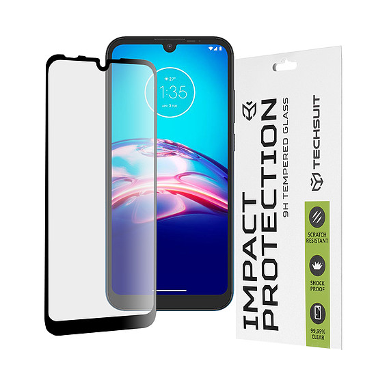 Techsuit - 111D teljes burkolat / teljes ragasztós üveg - Motorola Moto E6i / Moto E6s 2020 / Moto E6 Plus - fekete (KF236045)