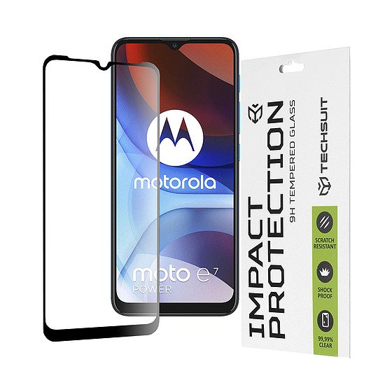 Techsuit - 111D teljes burkolat / teljes ragasztós üveg - Motorola Moto E7 Power / Moto E7i Power - fekete (KF235631)