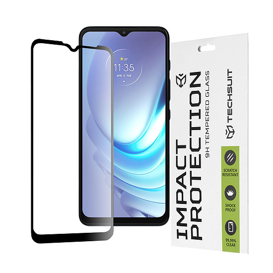 Techsuit - 111D teljes burkolat / teljes ragasztós üveg - Motorola Moto G50 - fekete (KF235727)