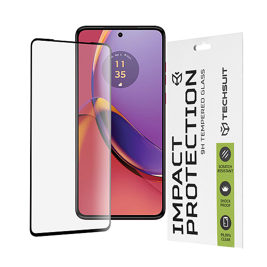 Techsuit - 111D teljes burkolat / teljes ragasztós üveg - Motorola Moto G84 - fekete (KF2315571)