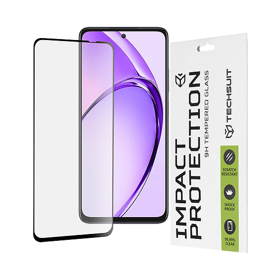 Techsuit - 111D teljes burkolat / teljes ragasztós üveg - Oppo A80 5G - fekete (KF2337777)