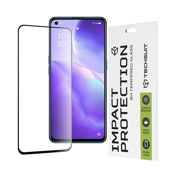 Techsuit - 111D teljes burkolat / teljes ragasztós üveg - Oppo Reno5 5G / Find X3 Lite 5G - fekete (KF235644)