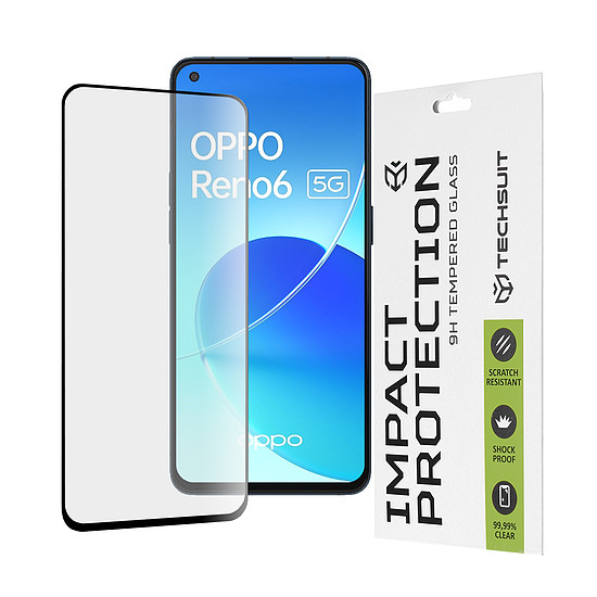 Techsuit - 111D teljes burkolat / teljes ragasztós üveg - Oppo Reno6 5G (Mediatek) - fekete (KF236044)