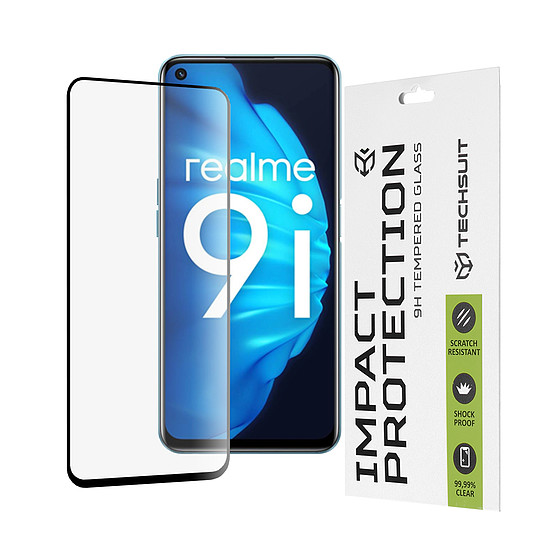 Techsuit - 111D teljes burkolat / teljes ragasztós üveg - Realme 9i / 9 5G / 9 Pro / 8i / Narzo 50 / Oppo A76 / A96 / OnePlus Nord CE 2 Lite 5G - fekete (KF2311235)