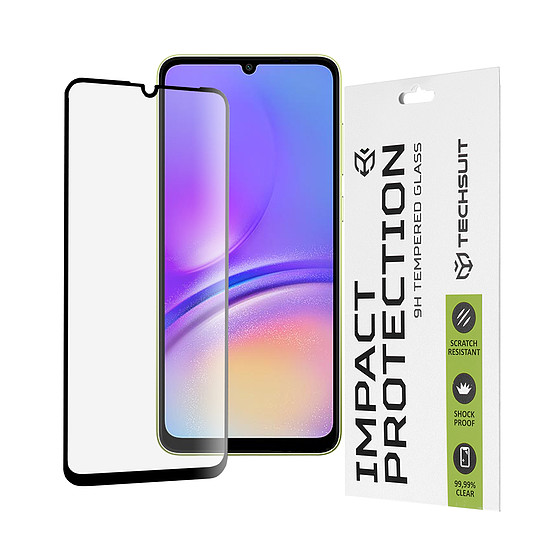 Techsuit - 111D teljes burkolat / teljes ragasztós üveg - Samsung Galaxy A05 / A05s - fekete (KF2315568)