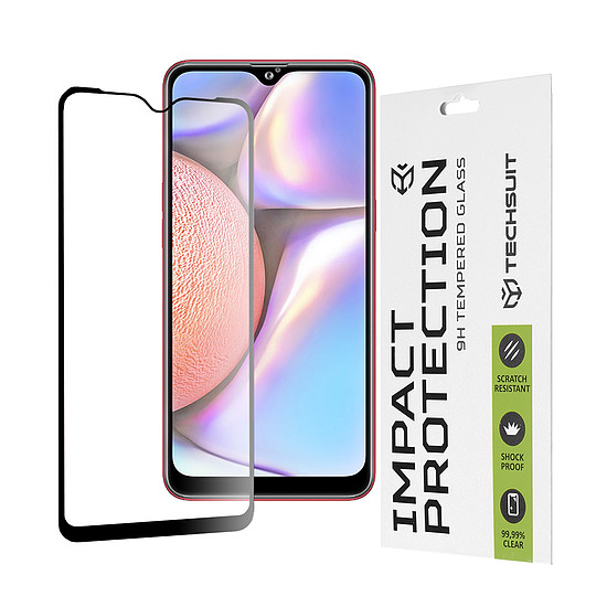 Techsuit - 111D teljes burkolat / teljes ragasztós üveg - Samsung Galaxy A10 / A10s / M01s / M10 - fekete (KF235731)