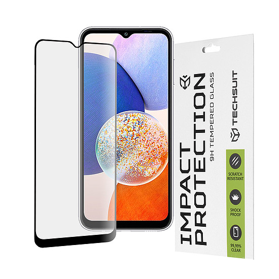 Techsuit - 111D teljes burkolat / teljes ragasztós üveg - Samsung Galaxy A14 4G / A14 5G - fekete (KF2311484)