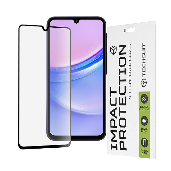 Techsuit - 111D teljes burkolat / teljes ragasztós üveg - Samsung Galaxy A15 4G / A15 5G / A24 / A25 5G / M15 - fekete (KF2317381)